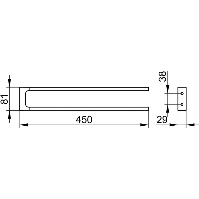 Рушникосушка з металу, глянцева хромована, дворука, жорстка, глибина 45 см, для ванної кімнати та гостьового туалету, настінна, Edition 11