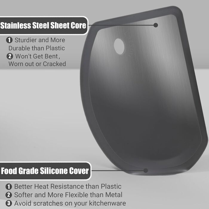 Гибкий силиконовый скребок для теста 15,2 х 11 см черный Lazymi