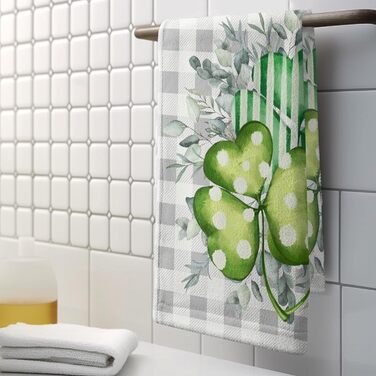 Різдвяні кухонні рушники Kwlegh, рушник для рук, різдвяна ялинка, цукерка-тростина, сніжинка, рушник для пальців, набір з 2 шт. , милий чоловічий банний рушник, високопоглинаючі рушники, 36 x (Щаслива конюшина)