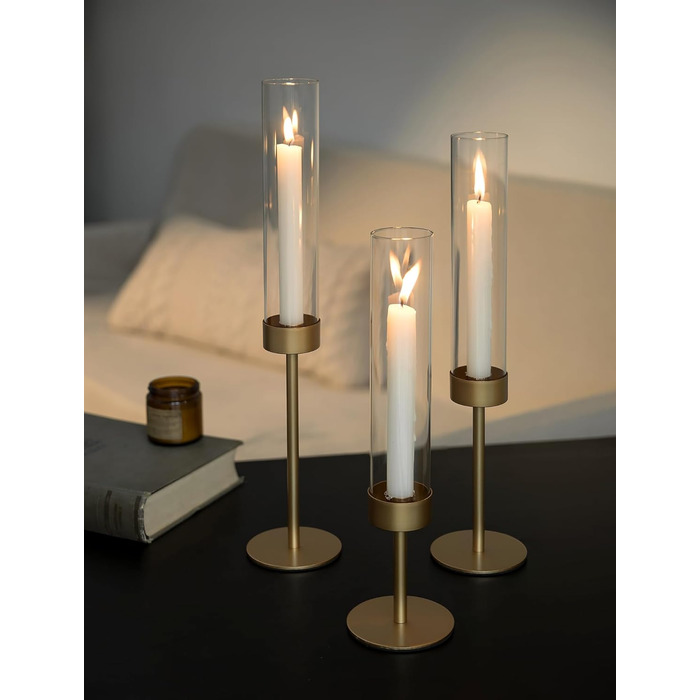 Підсвічник золотий для конічних свічок 3-секційний Sziqiqi