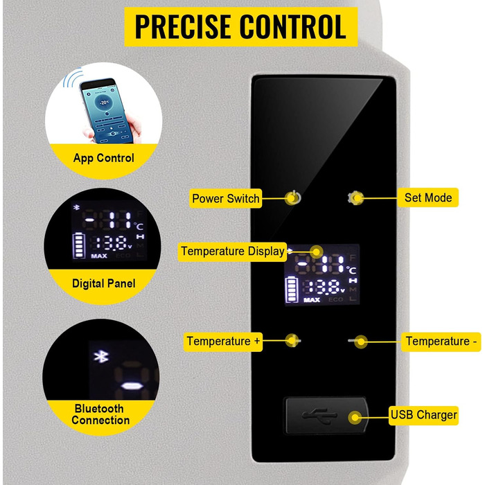 Автомобільний холодильник VEVOR 35L, компресорний холодильник, коробка-холодильник з нержавіючої сталі, ізольована коробка для свят, міні-холодильник, автомобільний холодильник з розеткою 35L (30L)
