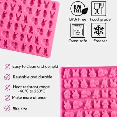 Силіконова форма для випічки, 76 отворів, міні-ялинка та імбирне печиво, цукерки, шоколад, міні-гумова форма для випічки, печиво, пудинг, желе, ласощі для собак (зайчик)