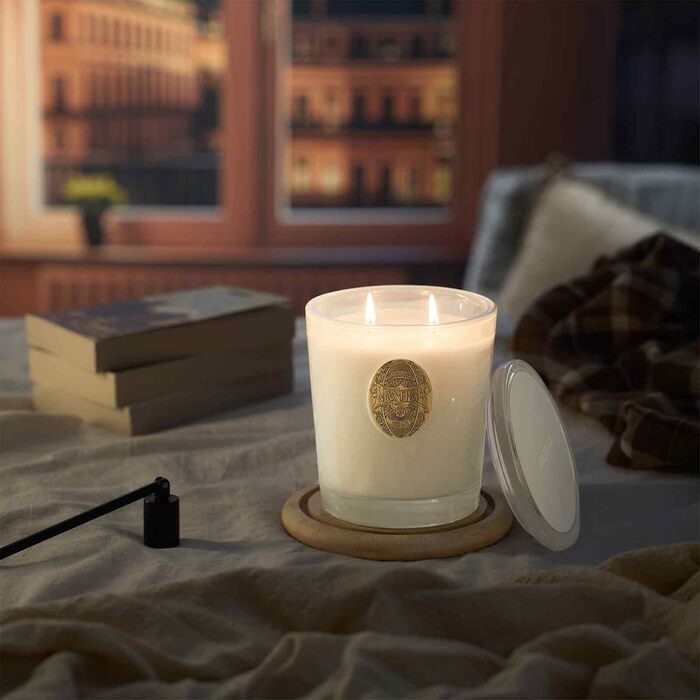 Ароматна свічка M&SENSE Лісова хатина, ароматичні свічки у склянці, натуральна соєва свічка, час горіння 55 годин, подарункові свічки для жінок та чоловіків, подарункова свічка (ванільна мрія, 560 г)