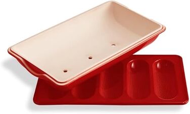 Керамічна форма для випіканя на 5 міні-багетів, червона Emile Henry
