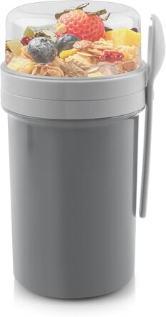 Стаканчик для пластівців 800 мл із ложкою, сірий Acasimo