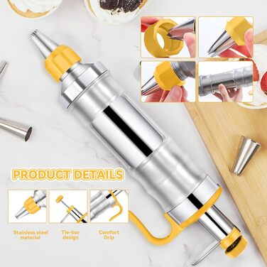 Шприц кондитерський з насадками для декору тортів і кексів, жовтий Erzekrim