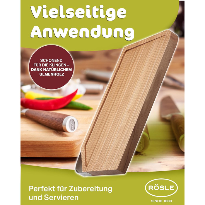 Обробна дошка RSLE Basic Line - 39 x 26 см, високоякісна бамбукова обробна дошка з жолобком для соку та нековзними гумовими ніжками, може використовуватися як дошка для нарізання та подачі, міцна дерев&39яна дошка для кухні (48 Д x 32 Ш см)