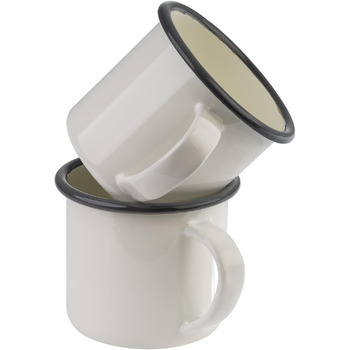 Набір з 2 емальованих кухлів 0,35 л, кремово-білий із сірим обідком Emaille APS