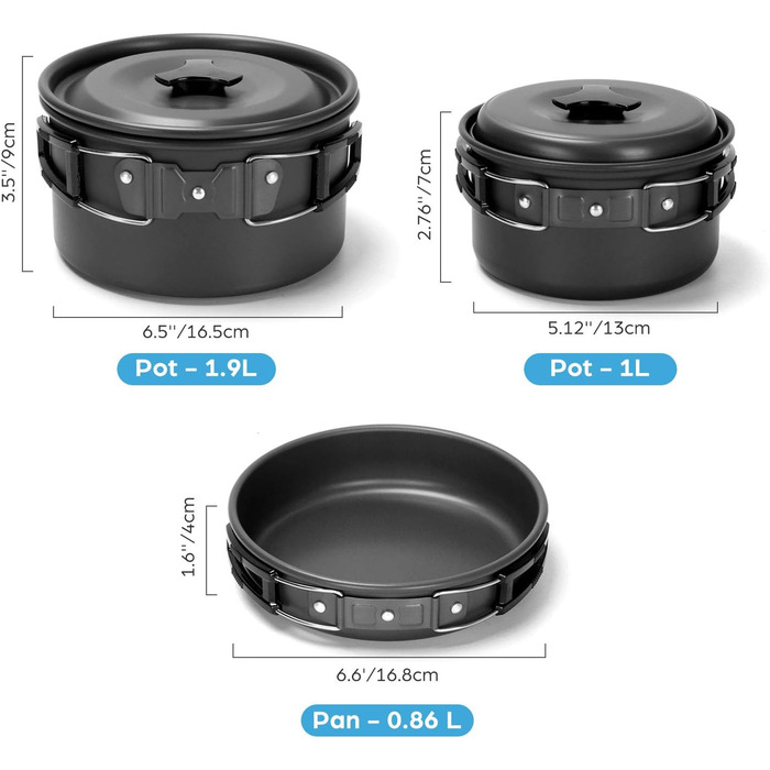 Набір посуду для кемпінгу з газовою плитою, 16 предметів Odoland