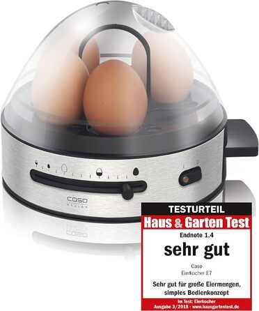 Дизайнерська яйцеварка, електронна яйцеварка до 7 яєць, знімний тримач для яєць, звуковий сигнал, 13 рівнів приготування, без бісфенолу А, з мірним стаканом і яйцесборніком, 14 см Д x 18 см Ш x 20,5 см В, 7 -