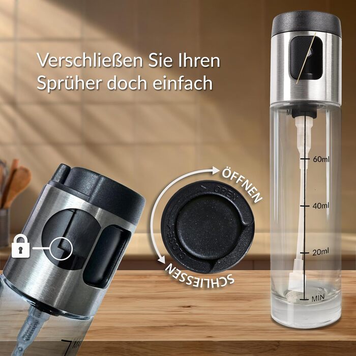 Набір з 2 розпилювачів олії та оцту 80 мл з тримачем SESATO