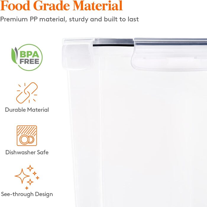 Банки для зберігання Lifewit з кришками 15 комплектів, контейнери для зберігання з універсальними кришками, герметична коробка для зберігання Кухонний органайзер з етикетками для зерна, борошна, цукру, пластівців на кухні, прямокутний без бісфенолу А (наб