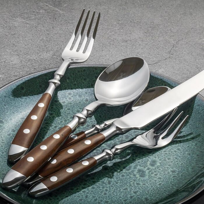 Набір столових приладів на 6 персон, 30 предметів, коричневий Alata