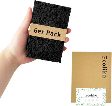 Набір губок для миття посуду 6 шт. чорний Ecoliko
