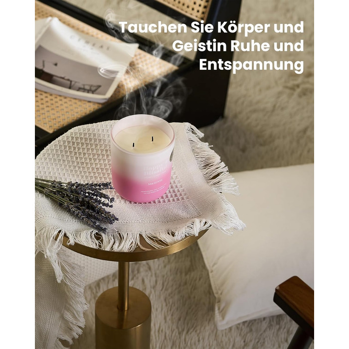 Ароматичні свічки M&SENSE Сосна та кедр у банці, велика соєва свічка 400 г з двома гнітами, час горіння 80 годин, ароматерапевтична свічка для йоги, спа та медитації. Подарунок для дівчини, дружини чи матері. Сосна та кедр (лічі, вишня та троянда)
