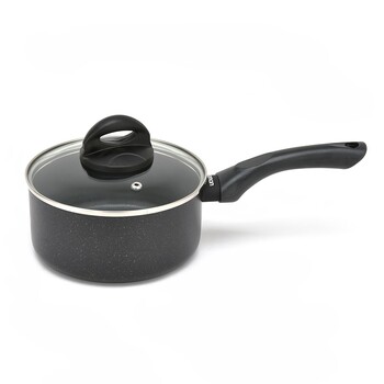 Ковш Fissman FORDE 16x8 см/1,5 л со стеклянной крышкой алюминий с антипригарным покрытием (14439)