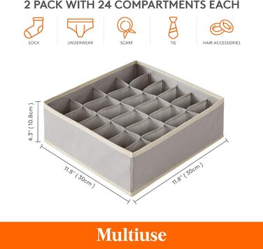 Набір з 2 органайзерів для шкарпеток і спідньої білизни, світло-сірий Lifewit
