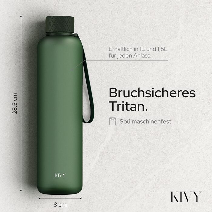Пляшка для води KIVY об&39ємом 1,5 літра - підходить для газованих напоїв та герметична - для спорту, школи та офісу - спортивна пляшка для пиття для тренажерного залу - пляшка для газованої води об&39ємом 1,5 літра - можна мити в посудомийній машині (яли