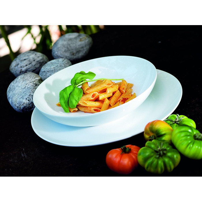 Серия Alesia, фарфоровый комбинированный сервиз 62 предмета, базовая посуда на 6 персон, идеальный стартовый набор, белый