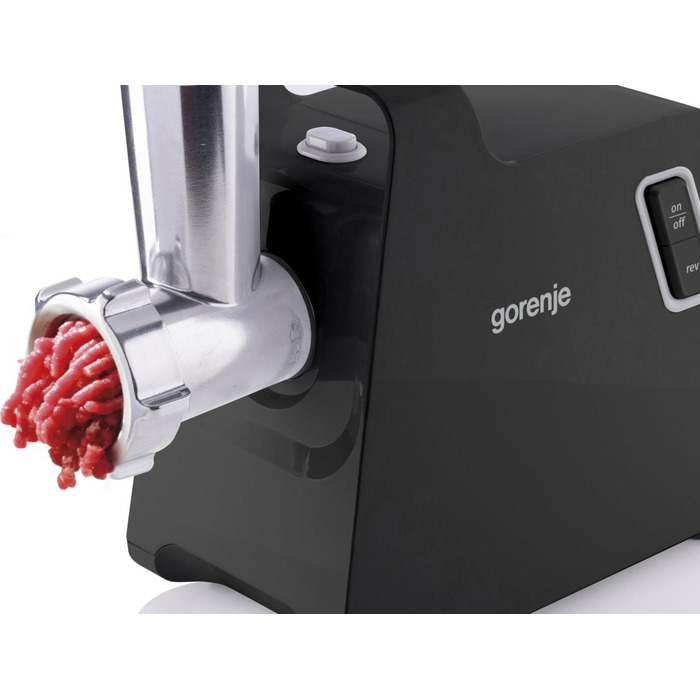 Gorenje Мясорубка, 1700Вт, 2,3кг/мин, 2 решетки, пластик/металл, черный