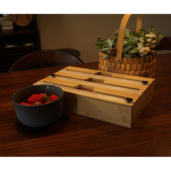 Диспенсер для рулонів фольги 30,7 см потрійний, бамбук DOSYEN