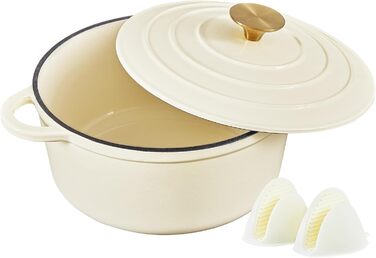 Чавунна форма для запікання емальована з кришкою 24 см,  включаючи 1 пару силіконових рукавичок Nilpferd