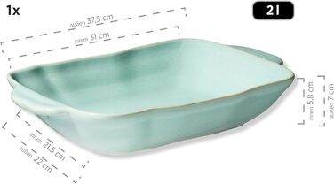 Серія Вера Каструлі з реактивною глазур'ю в наборі з 2 шт. , стійка до подряпин і порізів, прямокутна, керамічна (зелена), 931846