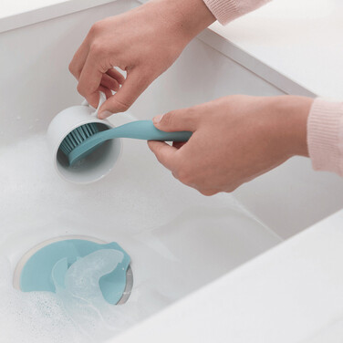 Щетка для посуды с подставкой-присоской 6х23,5х11 см мятная Sink side Brabantia