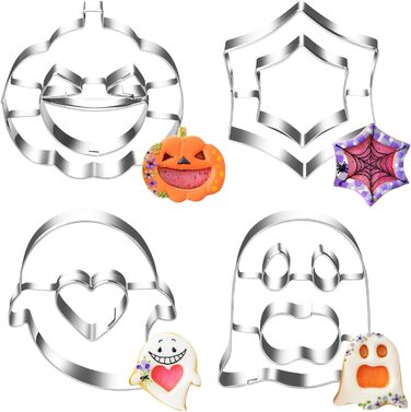 Різдвяні формочки для печива, набір формочок для печива гном Санта Клаус, формочка для печива з нержавіючої сталі у формі лося, формочка для печива з 4 головами лося, подарункові формочки для печива для випікання помадних тортів (барвиста тема A1)