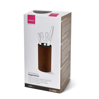 Підставка Fissman для кухонних ножів та ножиць 11x22 см кругла, колір ДЕРЕВО пластик (12876)