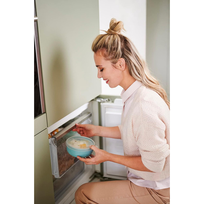 Набір із 3 предметів Lumina Контейнери для зберігання продуктів із кришкою для холодильника, морозильної камери, пароварки та мікрохвильової печі 250 мл, 750 мл і 1500 мл (яскраво-синій)