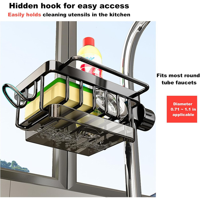 Органайзер для раковини та губки, чорна GCFTIFF