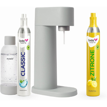 Набор для газирования воды, 4 предмета, классик + лимон, серый Mysoda Woody SodaTASTE