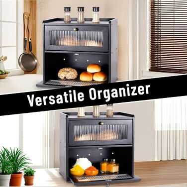 Дворівнева хлібниця 36,5 x 24 x 34 см, чорна Lnopever