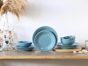 Серія Набір посуду Orient Mandala з 18 предметів, набір порцелянових тарілок (набір тарілок 12 предметів, аквамарин), 21627