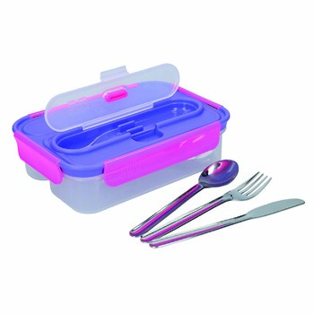 Ланч-бокс Built Active зі столовими приладами, тризонний, 23,5 х 17 см, 1050 мл