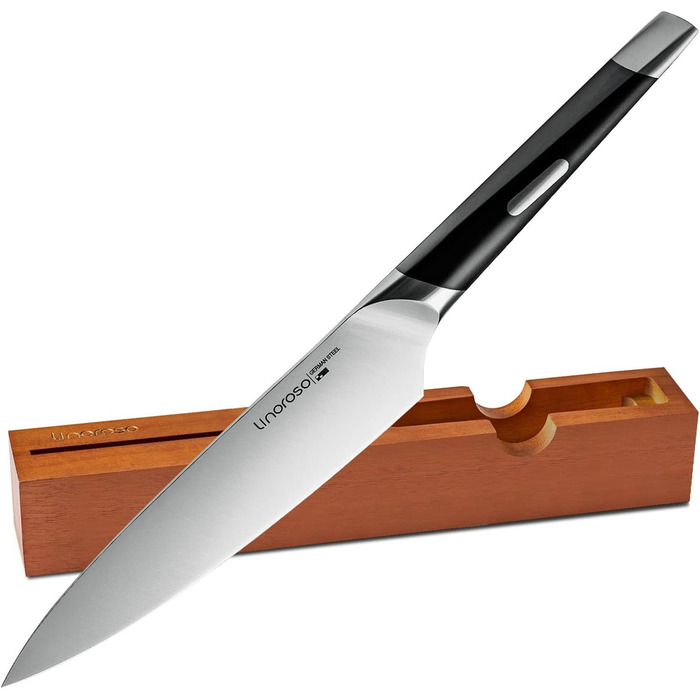 Кухонный нож Острый нож для мяса профессионально выкованный из импортной высокоуглеродистой нержавеющей стали с красивым магнитным держателем для ножей - метеорит (нож шеф-повара 7 дюймов), 7 Santoku Knife