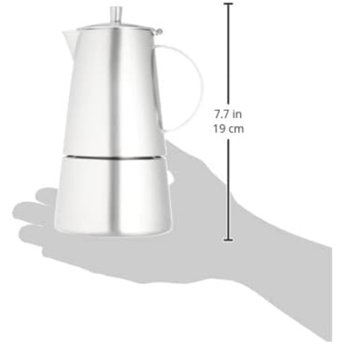 Кофеварка Cilio MODENA, Нержавеющая сталь , Подходит для всех типов плит , Ø 8.5 см , Можно мыть в посудомоечной машине , Кастрюля мокко , Кофеварка эспрессо , Кофеварка для кемпинга (6 чашек)