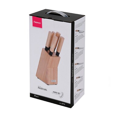 Набор ножей Fissman 6 предметов PASCUAL в деревянной подставке X30Cr13 сталь (2773)