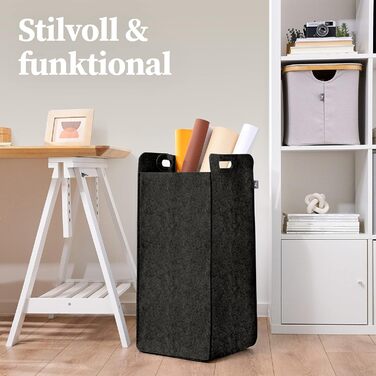 Кошики для зберігання, сумісні з IKEA KALLAX Shelf - Кошик для зберігання деревини Small Anthracite - Коробка для зберігання Полиця Кошик для зберігання - Паперовий ящик Кошик з фетру Складний кошик для білизни (75 л, темно-сірий)