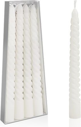 Набір з 4 конічних спіральних свічок 2 x 20 см, білий Bolosa