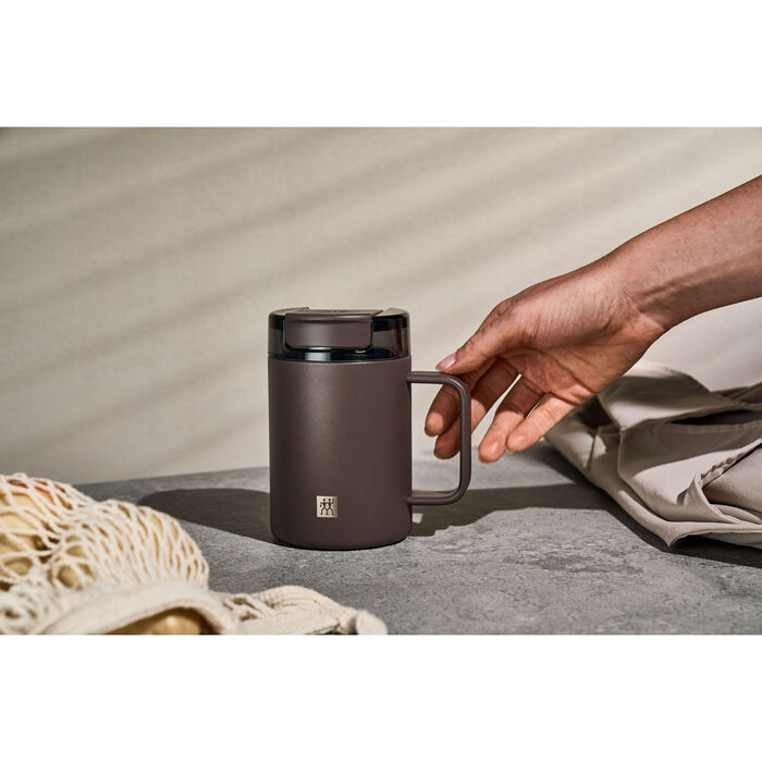 Термокружка 380 мл з ручкою, нержавіюча сталь, шоколадний колір Thermo Plus Zwilling