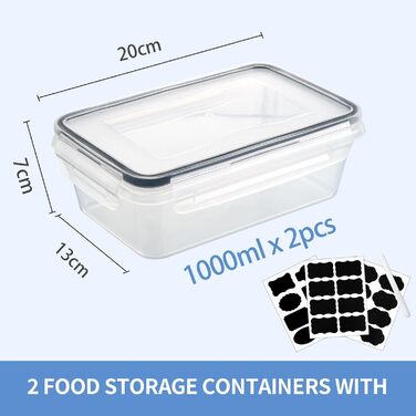 Контейнери для зберігання продуктів Goldeluxe 10 x 1 л з кришками, контейнери для заморозки, коробки для приготування їжі, без BPA, герметичні, штабелюються набір Tupperware для контейнерів для продуктів, контейнерів для заморозки та кухні (GO2PCS1L)