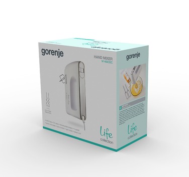 Gorenje Міксер ручний 460Вт, насадки-4, турборежим, білий