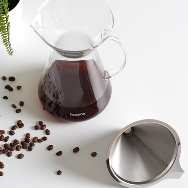 Кофейник Fissman POUR OVER 900 мл. со стальным фильтром жаростойкое стекло (9083)