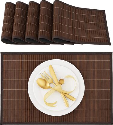 Набір із 6 сервірувальних килимків 45 x 30 см, коричневий Relaxdays