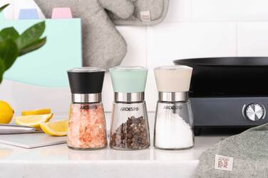 Мельница для соли и перца ARDESTO Gemini, 180 мл, стекло, пластик, прозрачный, черный