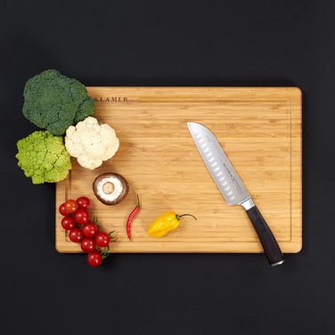 Нож сантоку 18 см с разделочной доской 45 x 30 см, набор 2 предмета Klamer
