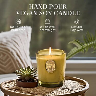 Ароматна свічка M&SENSE Лісова хатина, ароматичні свічки у склянці, натуральна соєва свічка, час горіння 55 годин, подарункові свічки для жінок та чоловіків, подарункова свічка (сандалове дерево та жасмин, 260 г)