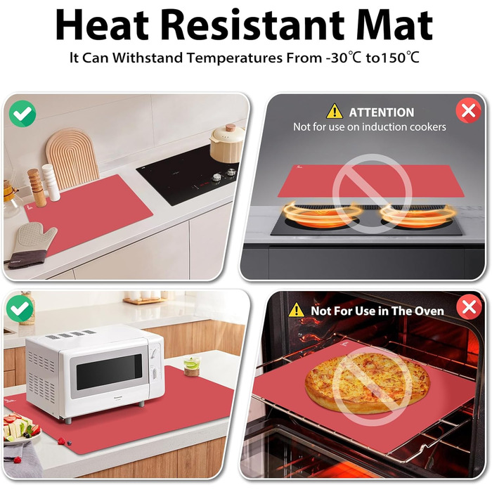 Антипригарний килимок для випічки 60 x 40 см червоний SUPER KITCHEN